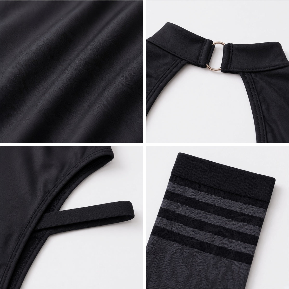 Buttoned Up Teddy Set in black, detail view