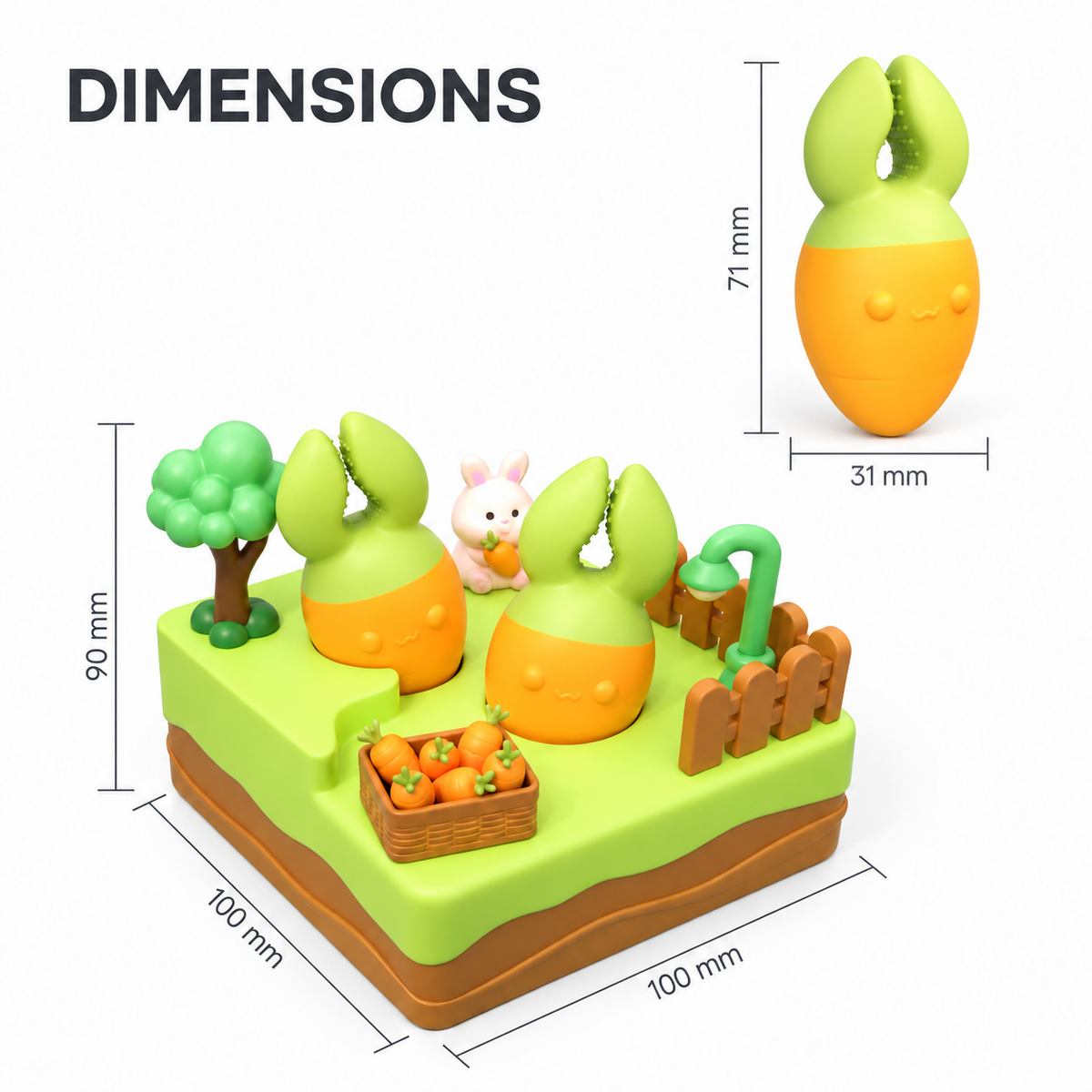 Carrot Patch Twin Vibrators, dimensions