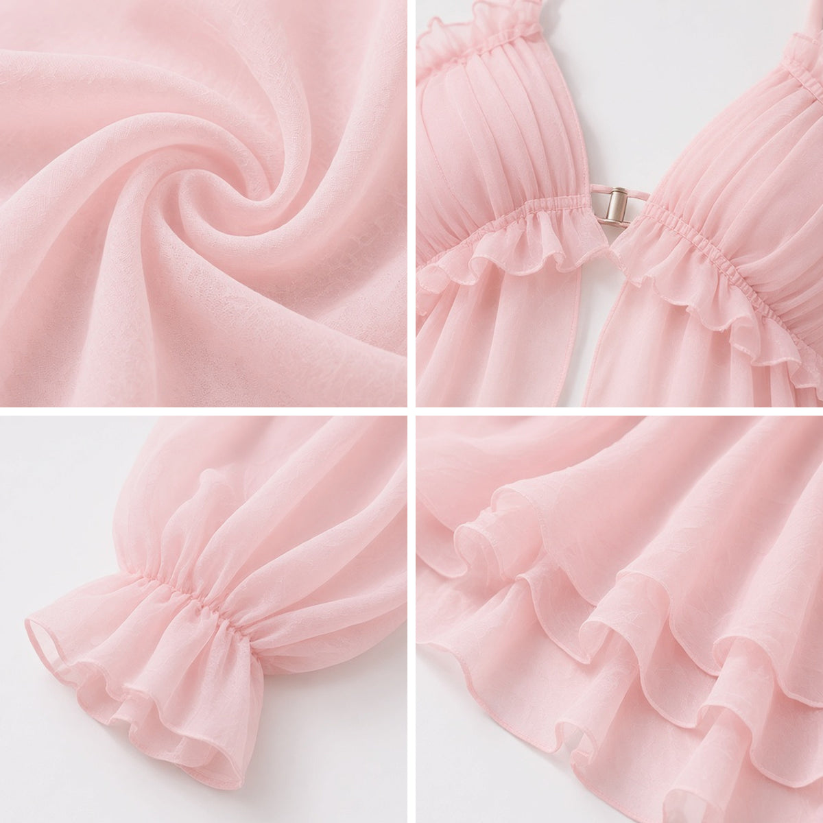 Half Decent Babydoll in sheer blush pink, detail view