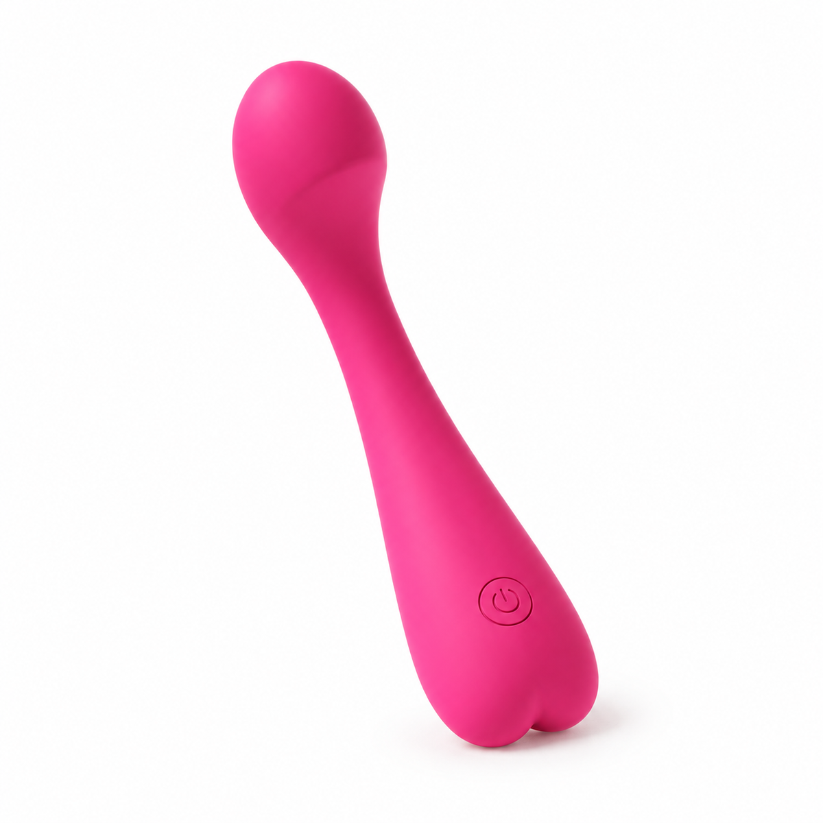 Heartthrob bendable wand vibrator in magenta, angled view of the curved body