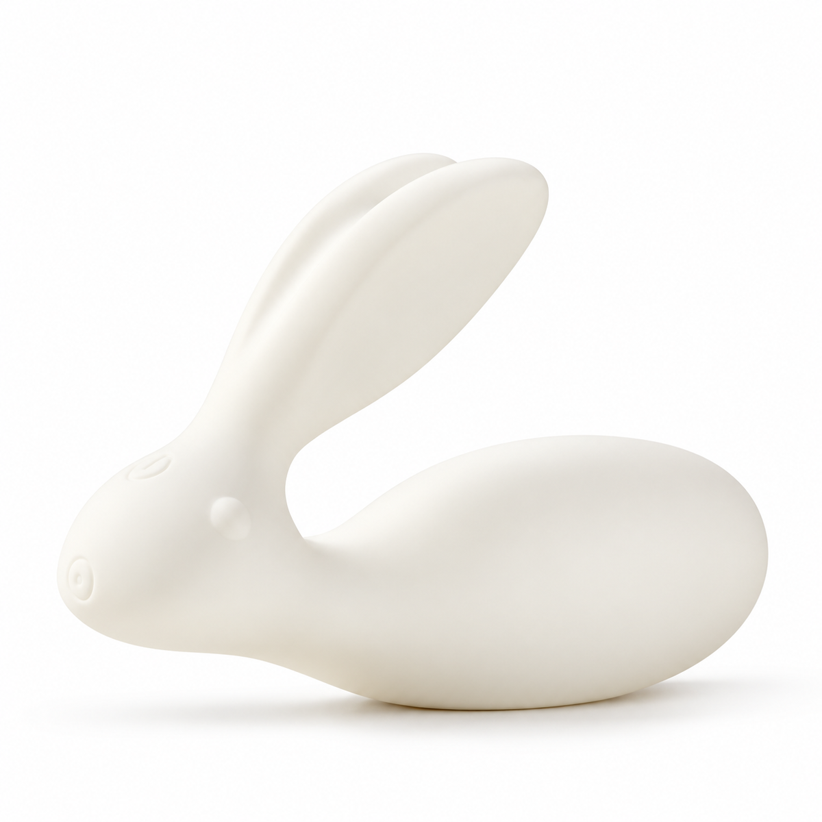 Mochi Bunny Rabbit Vibrator in white silicone, on white
