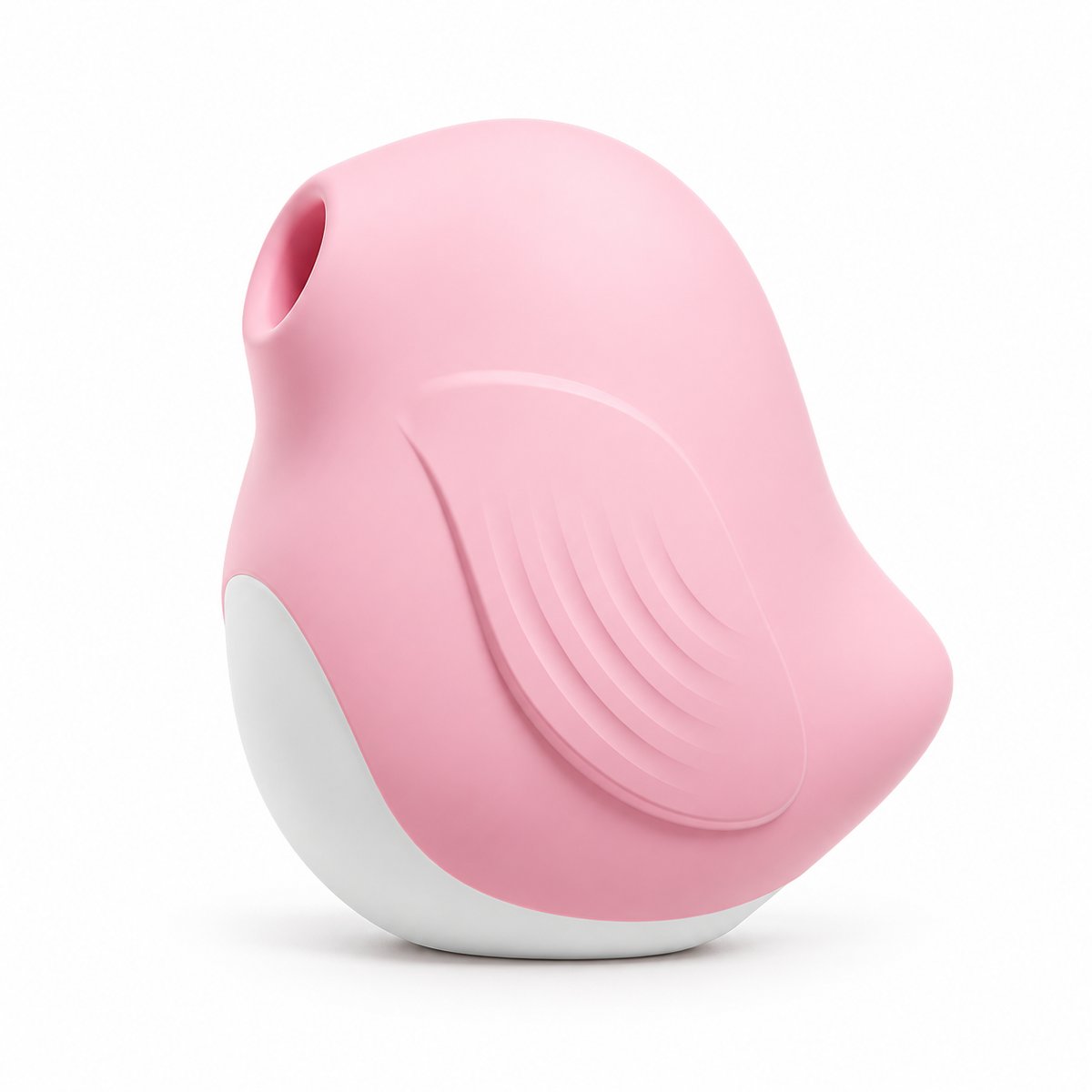Sakura Finch Suction Massager in cherry blossom pink, front view of the suction mouth