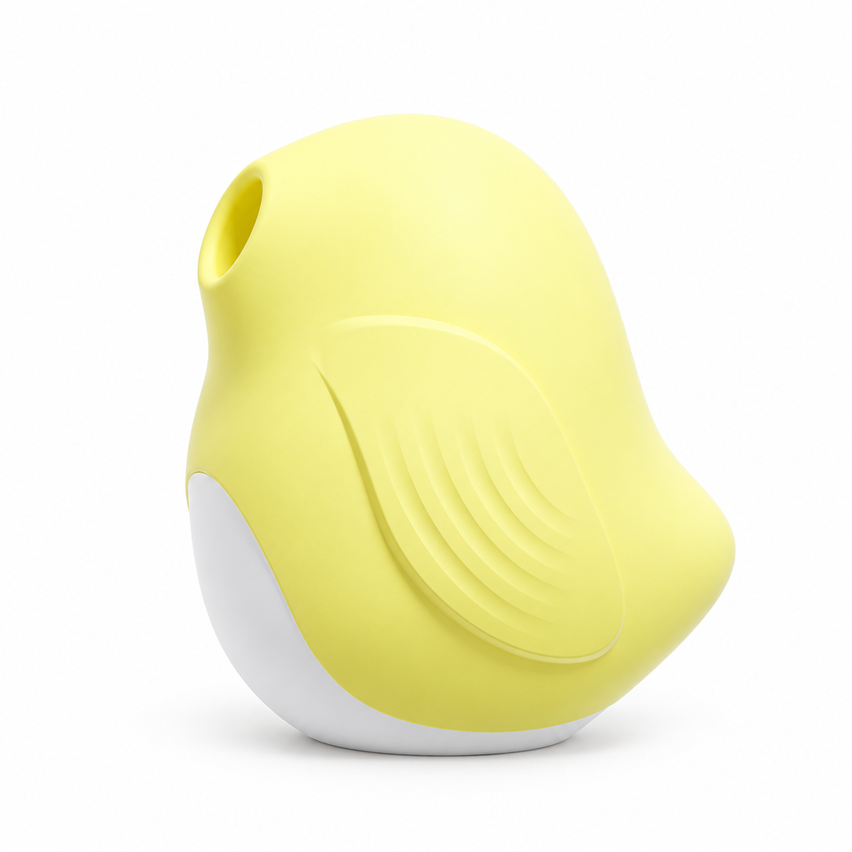 Sakura Finch Suction Massager in lemon yellow, front view of the suction mouth