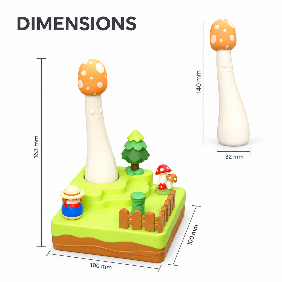 Shroomie Mushroom Vibrator, dimensions