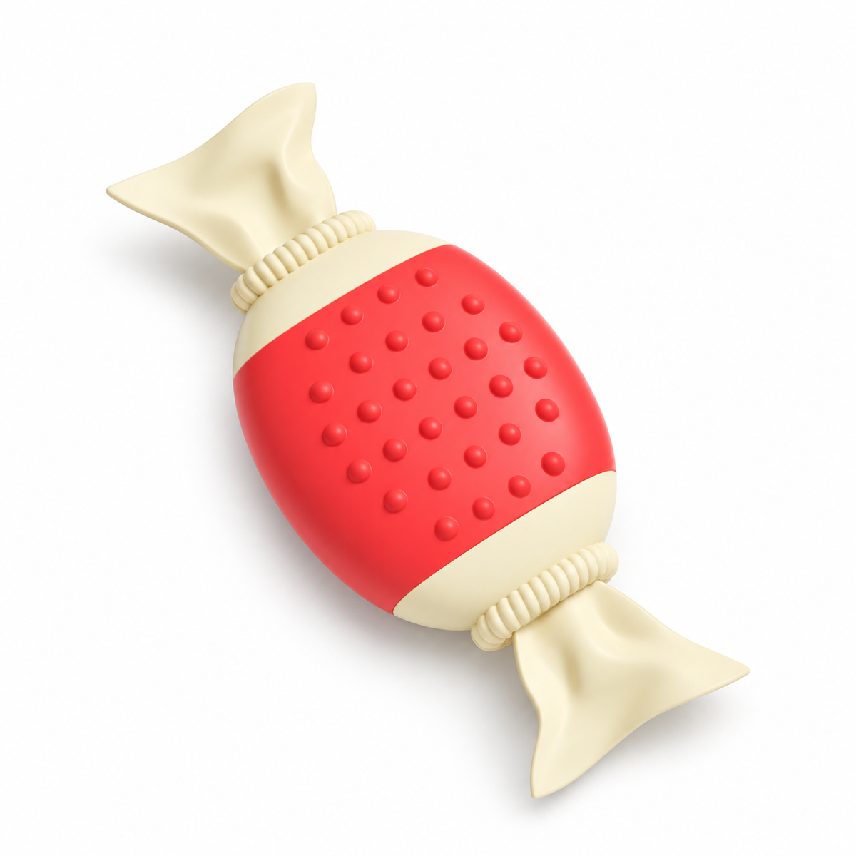 Sugar Drop Mini Vibrator in cream and coral with dotted centre, on white