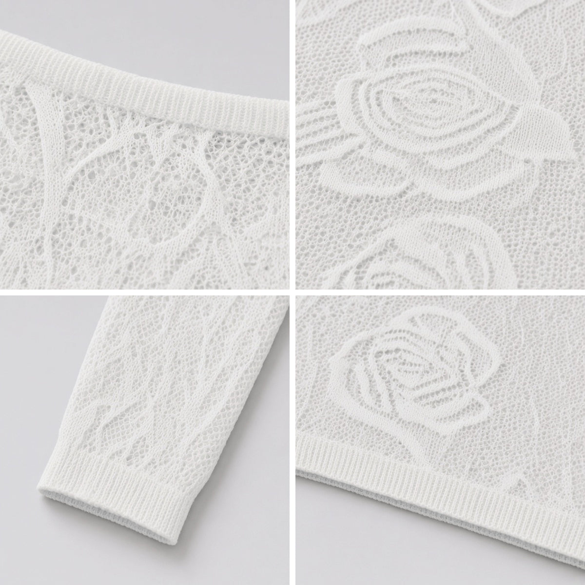 Wallflower Knit Dress in ivory open knit, detail view